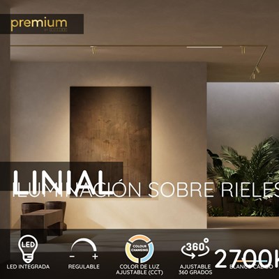 Lucide Premium LINIAL BIX Foco de riel - Sistema de carril monofásico / Iluminación con rieles - Smart - 48V - 1xLED - Champan